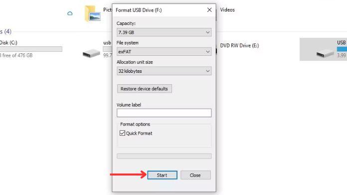 format sd card on windows